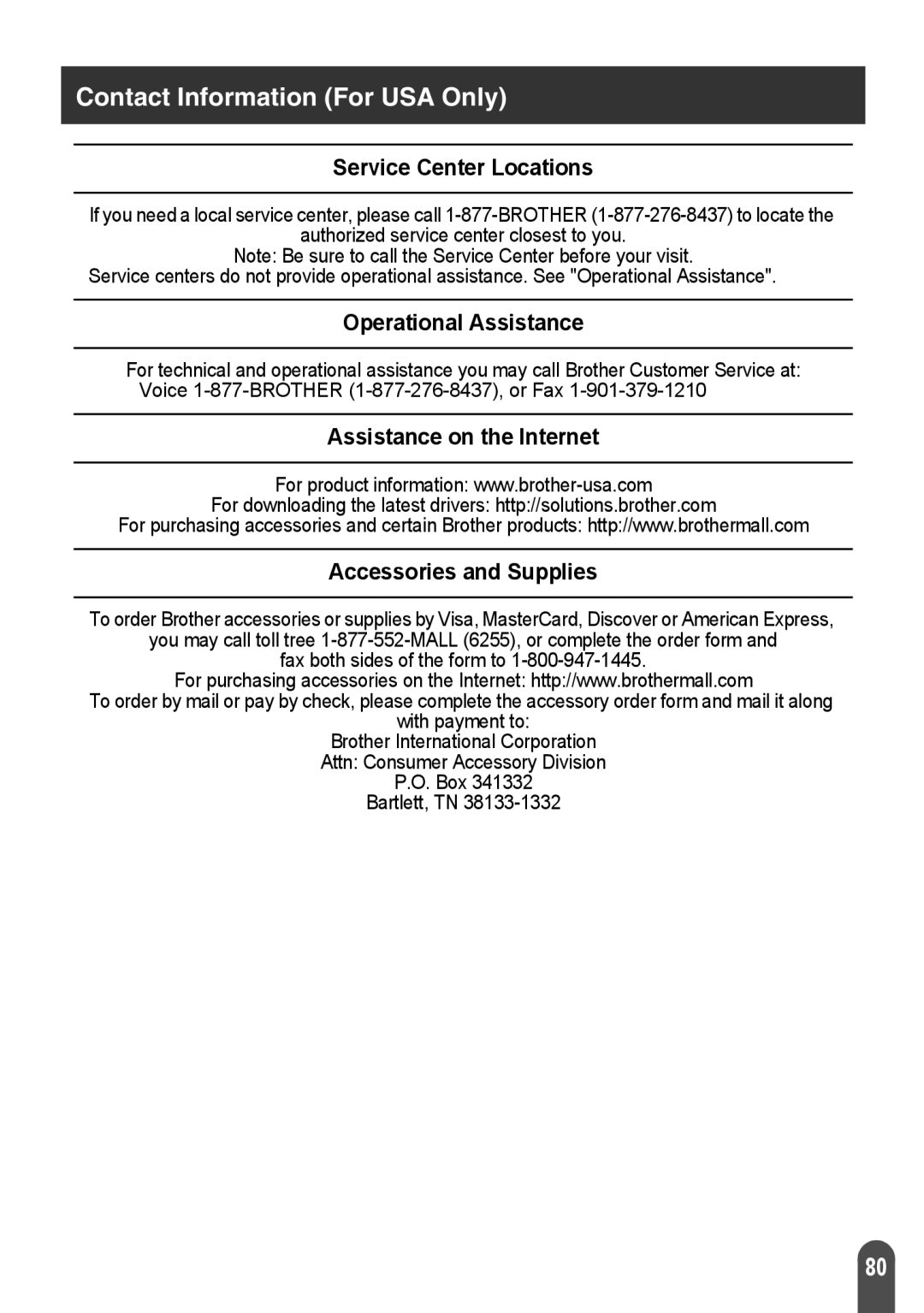 Brother PT2730VP, PT-2730 manual Contact Information For USA Only, Fax both sides of the form to 