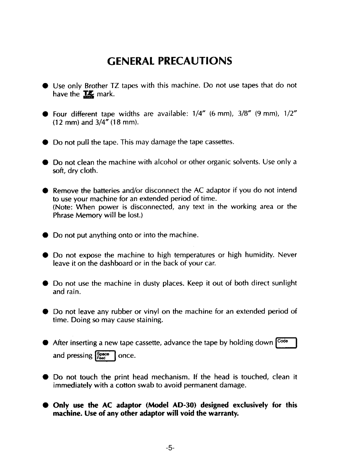 Brother PT-310 manual 