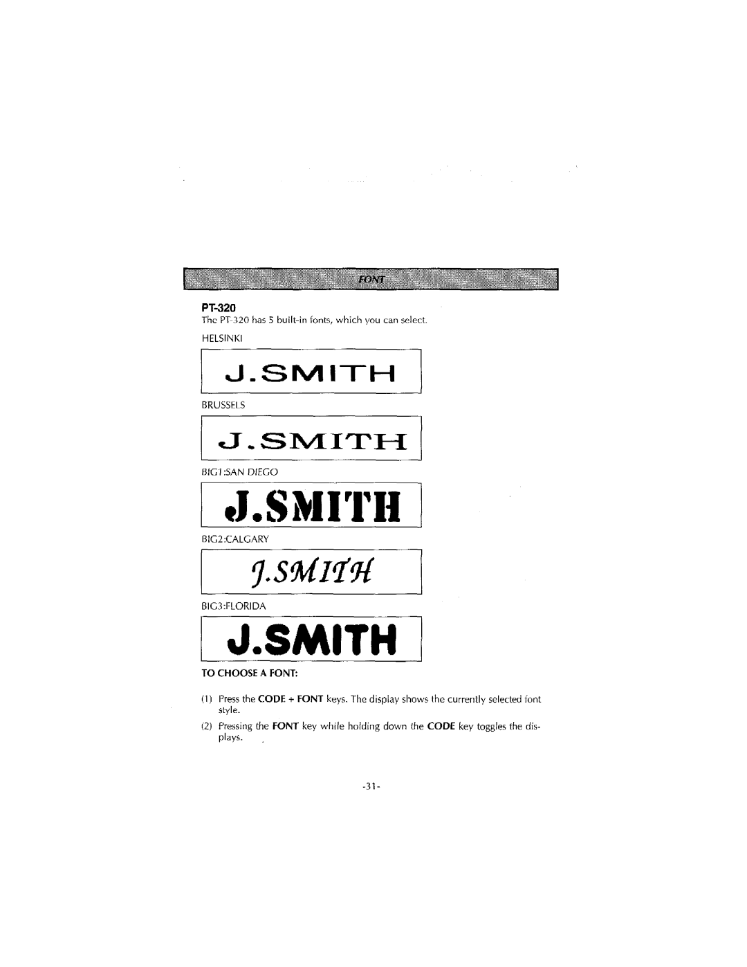 Brother 340, PT-320 manual 