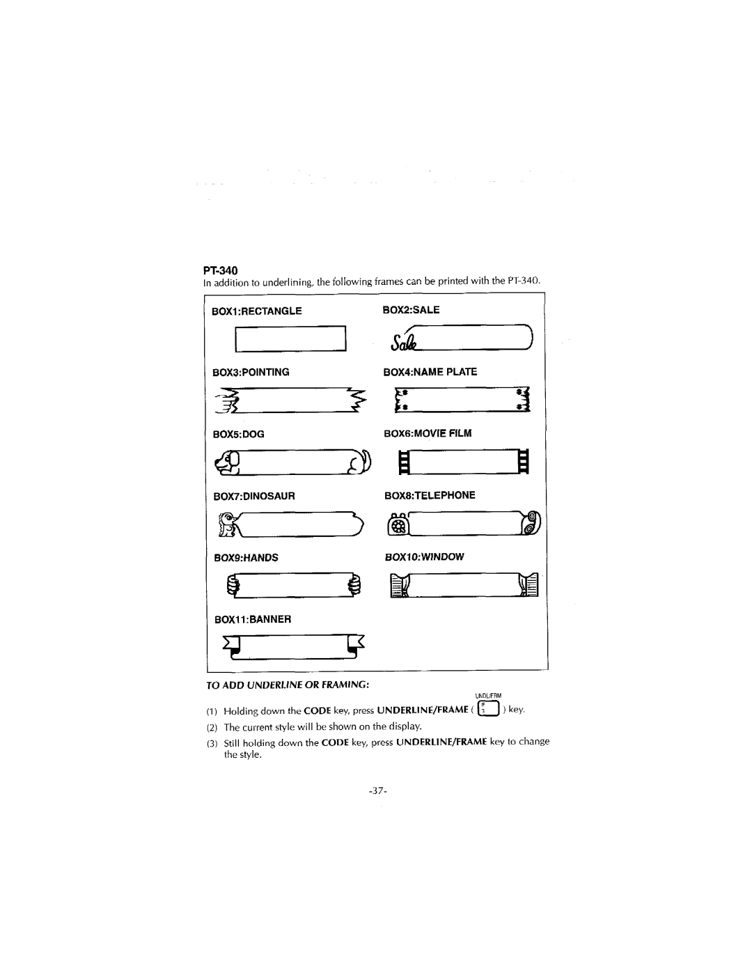 Brother 340, PT-320 manual 