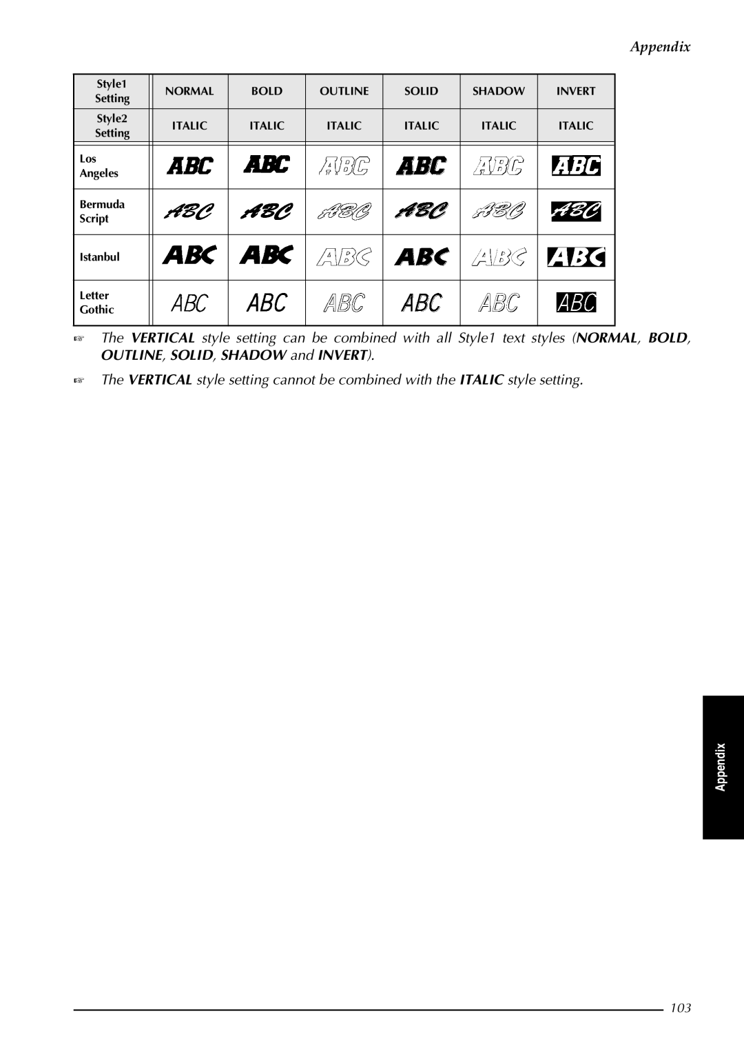 Brother PT-9600, PT-3600 manual 103 