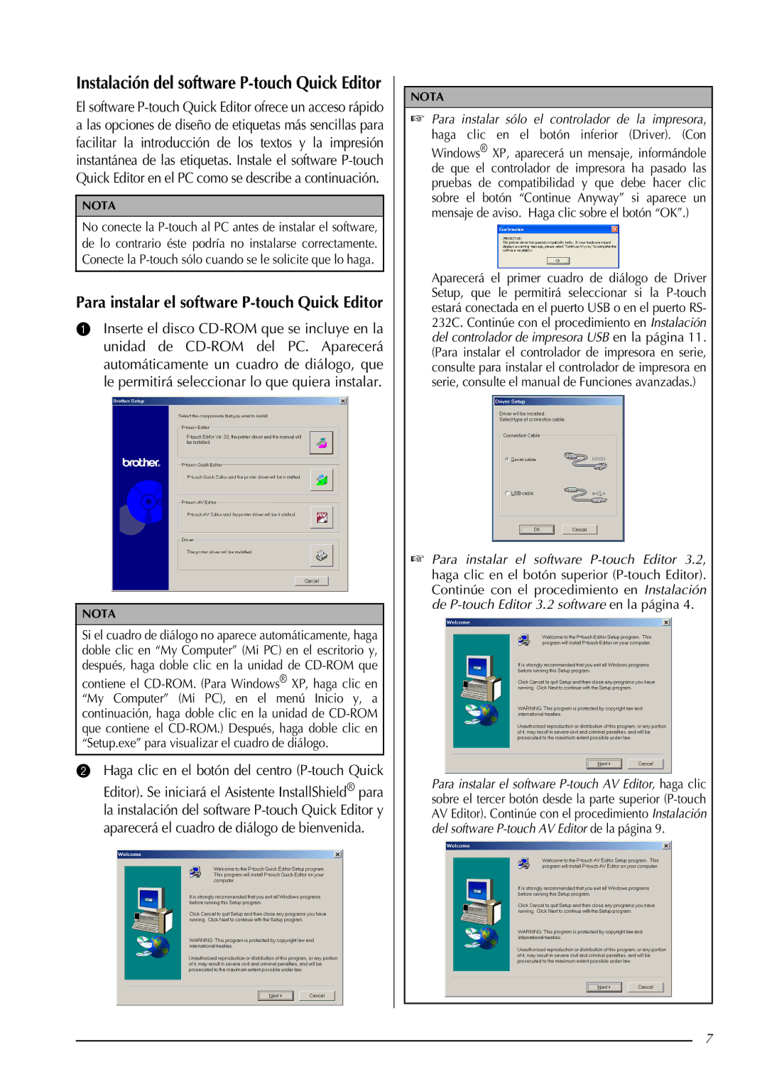 Brother PT-9600, PT-3600 Instalación del software P-touch Quick Editor, Para instalar el software P-touch Quick Editor 