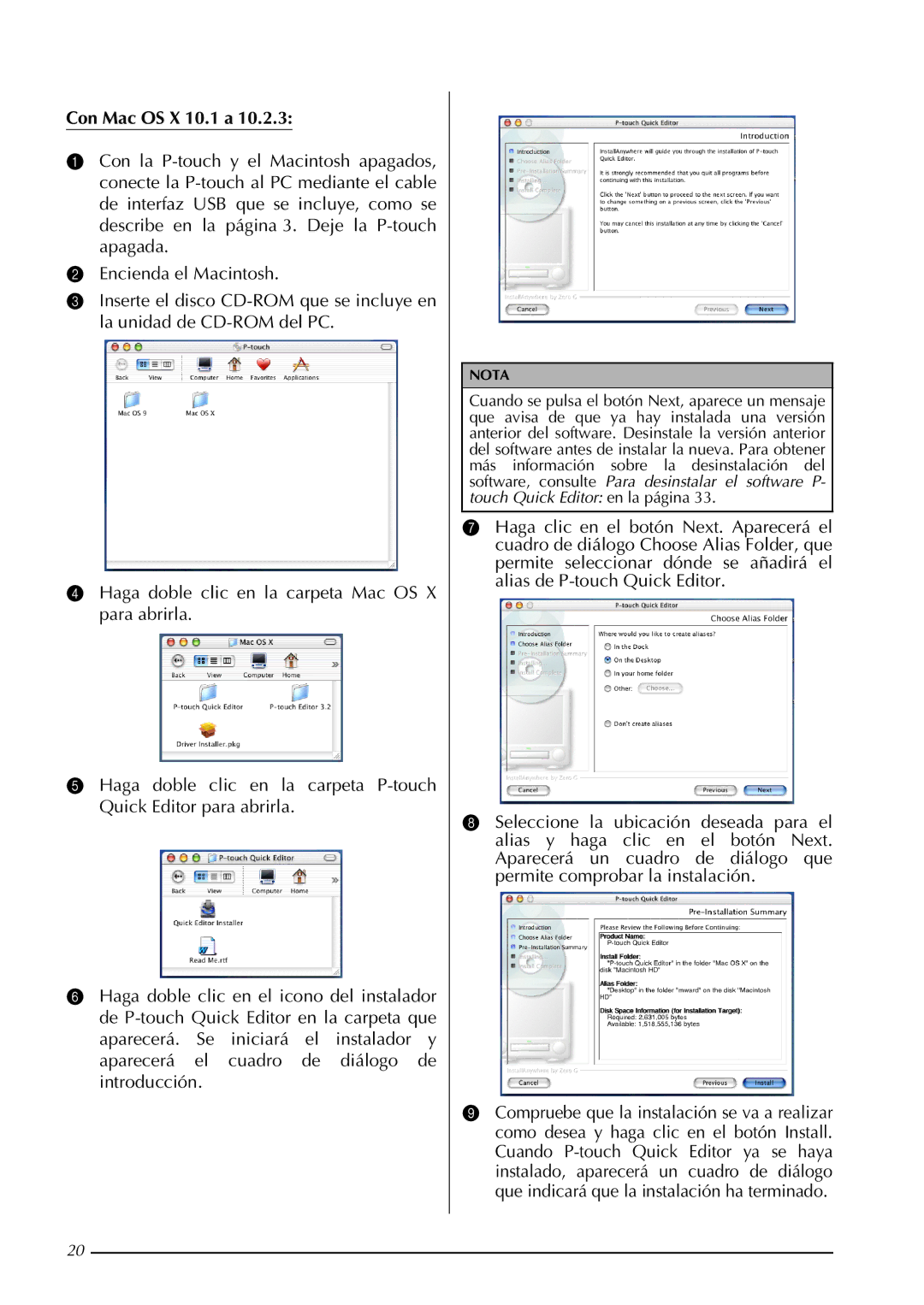 Brother PT-3600, PT-9600 manual Con Mac OS X 10.1 a 