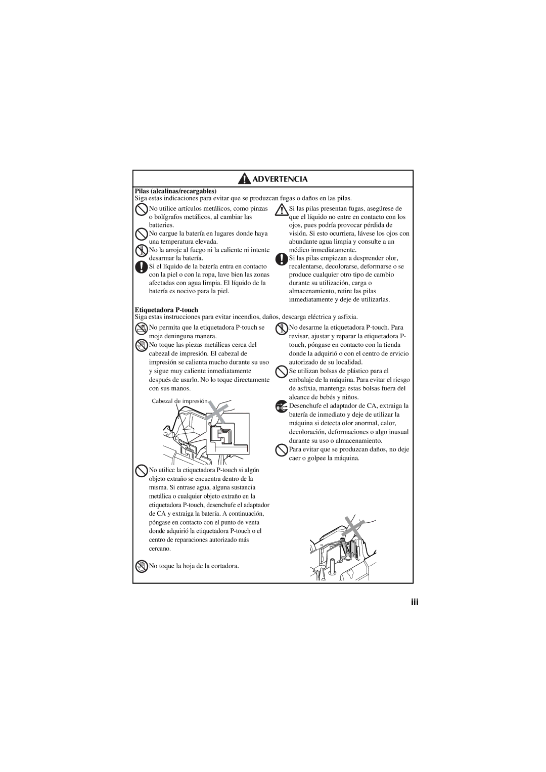 Brother PT-7600, PT-7500 manual Pilas alcalinas/recargables, Etiquetadora P-touch 