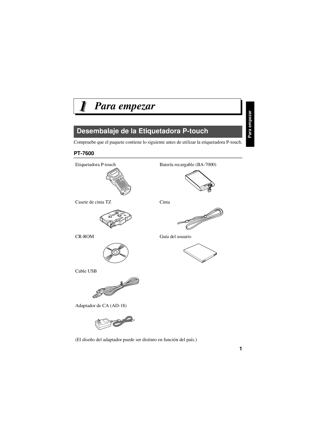 Brother PT-7600, PT-7500 manual Para empezar 