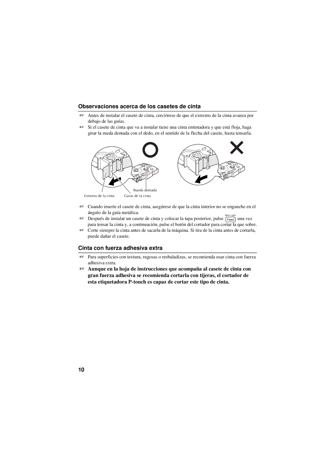 Brother PT-7500, PT-7600 manual Observaciones acerca de los casetes de cinta, Cinta con fuerza adhesiva extra 