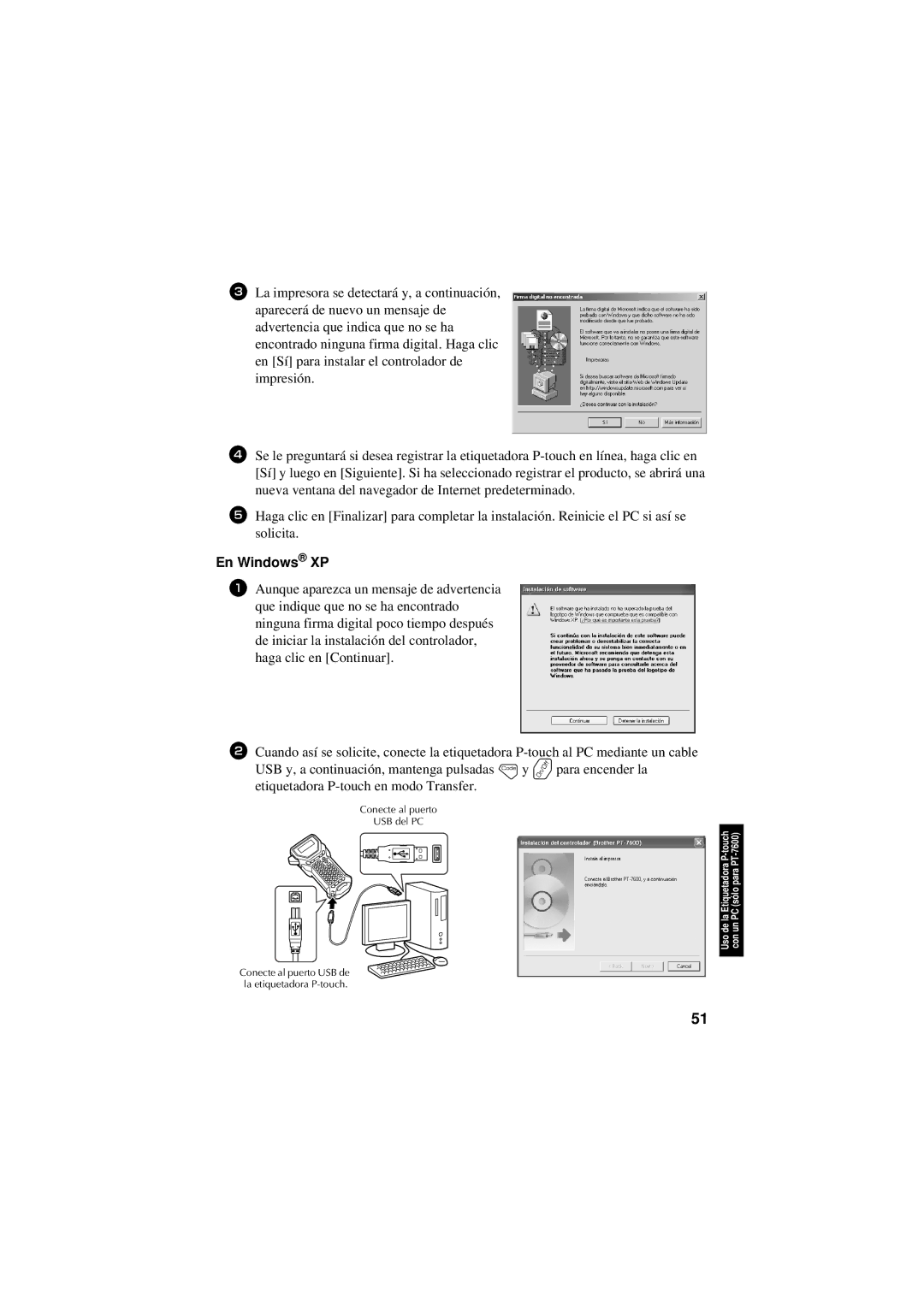 Brother PT-7600, PT-7500 manual En Windows XP 