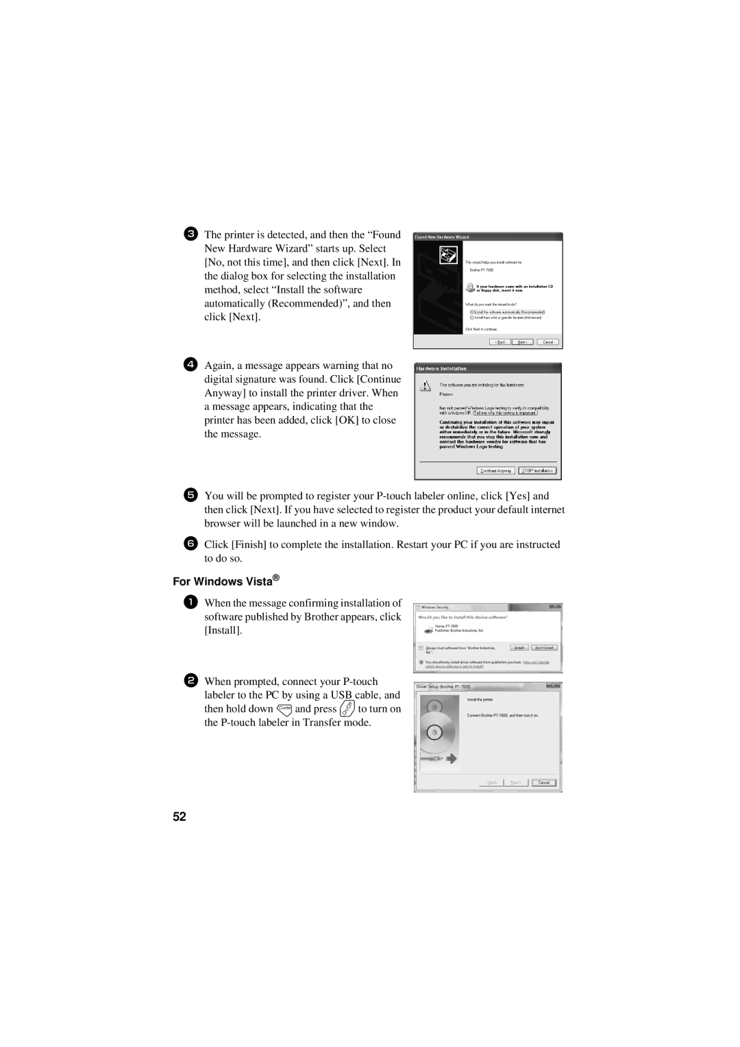 Brother PT-7500, PT-7600 manual For Windows Vista 