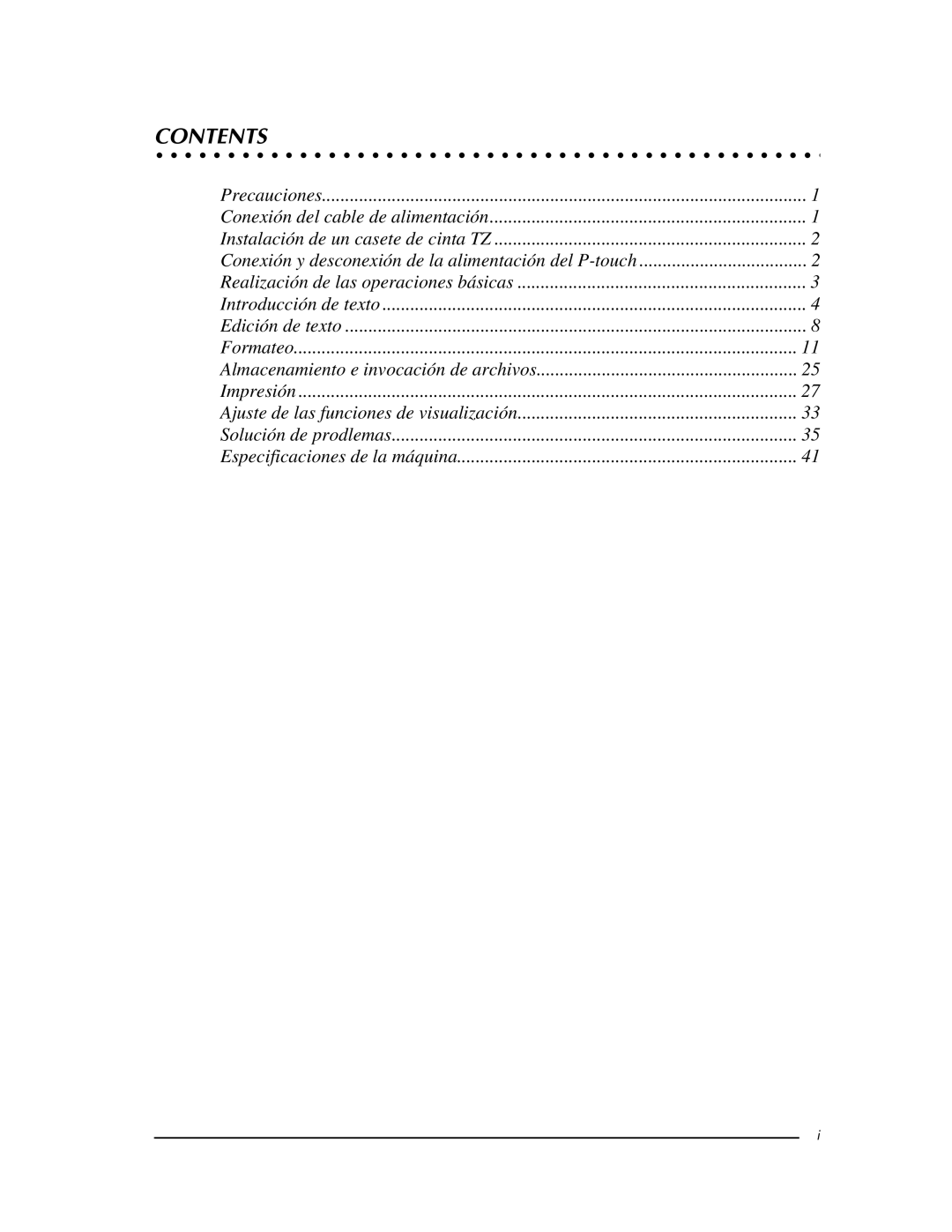 Brother PT-9400 manual Contents 