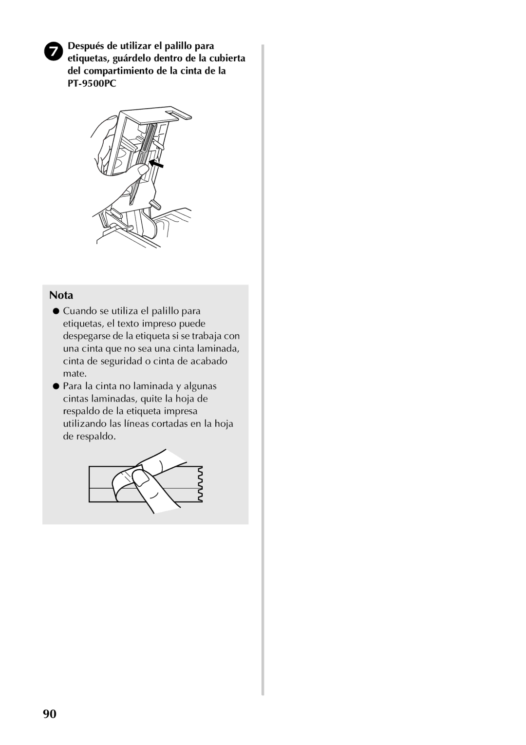 Brother PT-9500PC manual Nota 