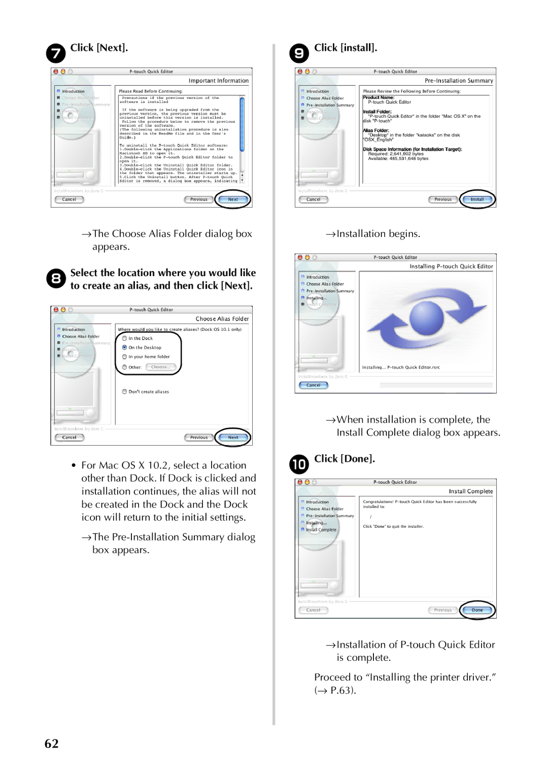 Brother PT-9500PC manual →The Choose Alias Folder dialog box appears 