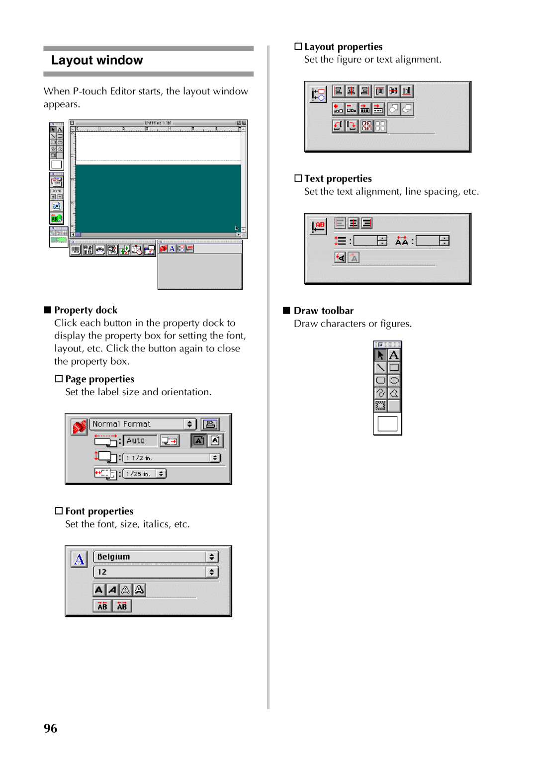 Brother PT-9500PC manual Font properties 