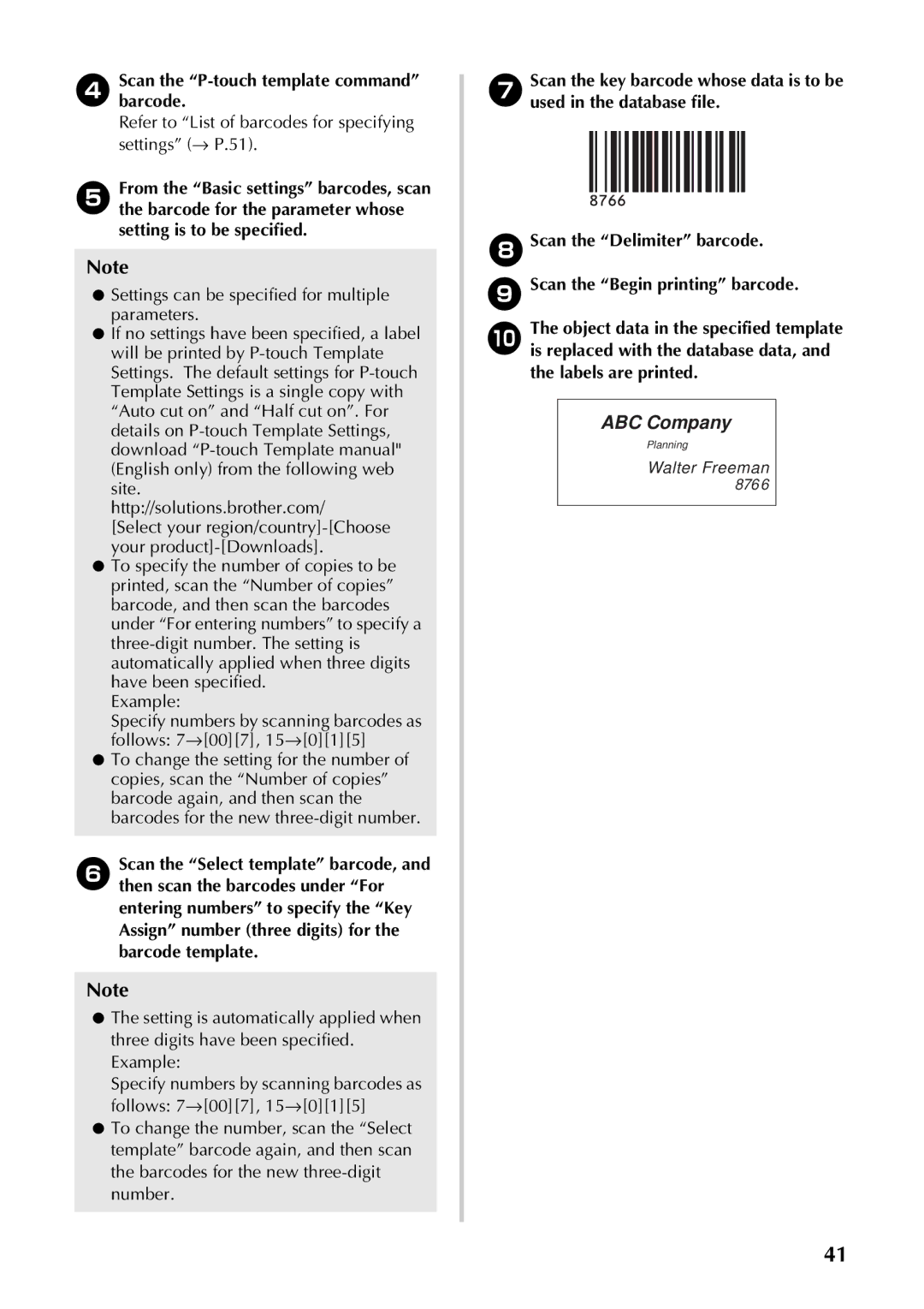 Brother PT-97OOPC manual ABC Company 