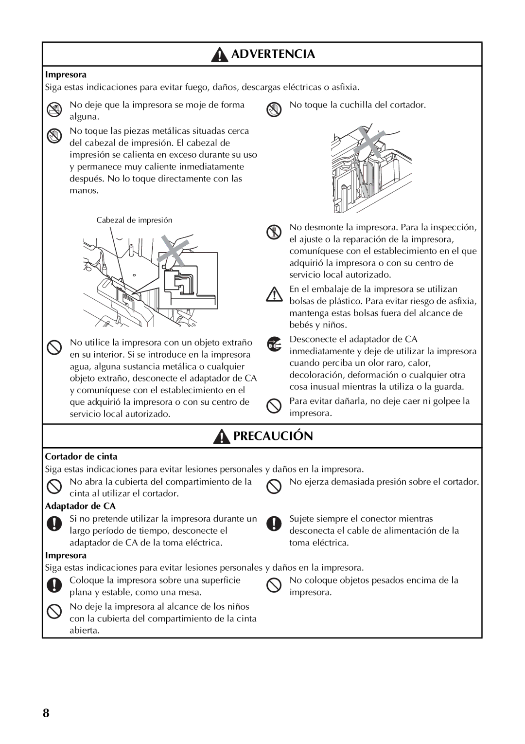 Brother PT-97OOPC manual Impresora, Cortador de cinta 