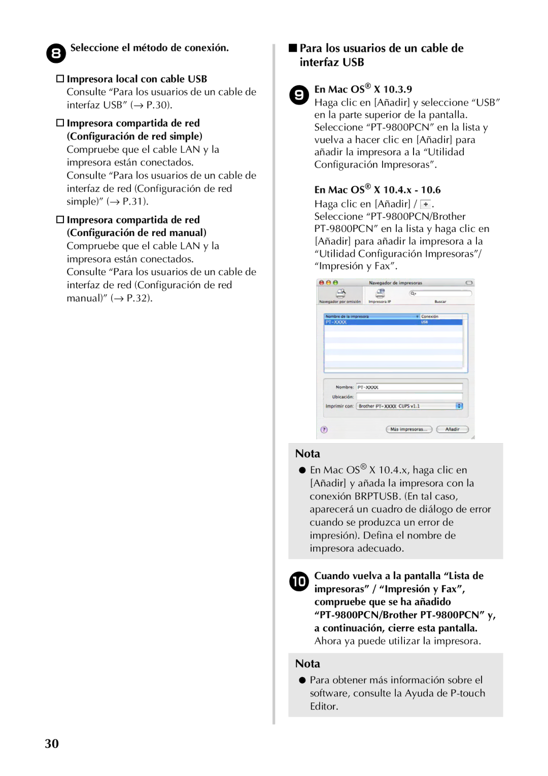 Brother PT-97OOPC manual En Mac OS X 10.4.x 