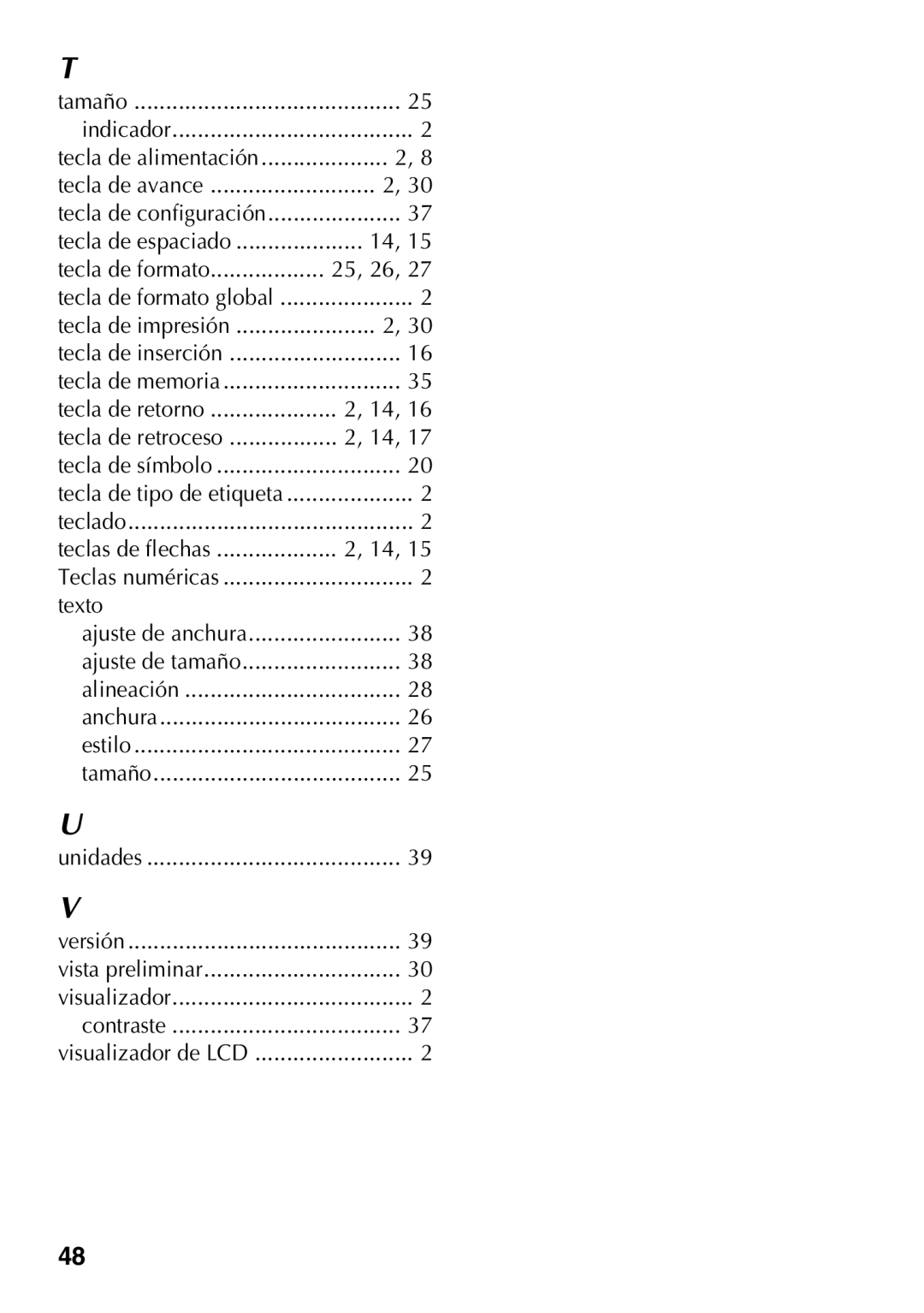 Brother PT Series manual Tecla de formato 25, 26 