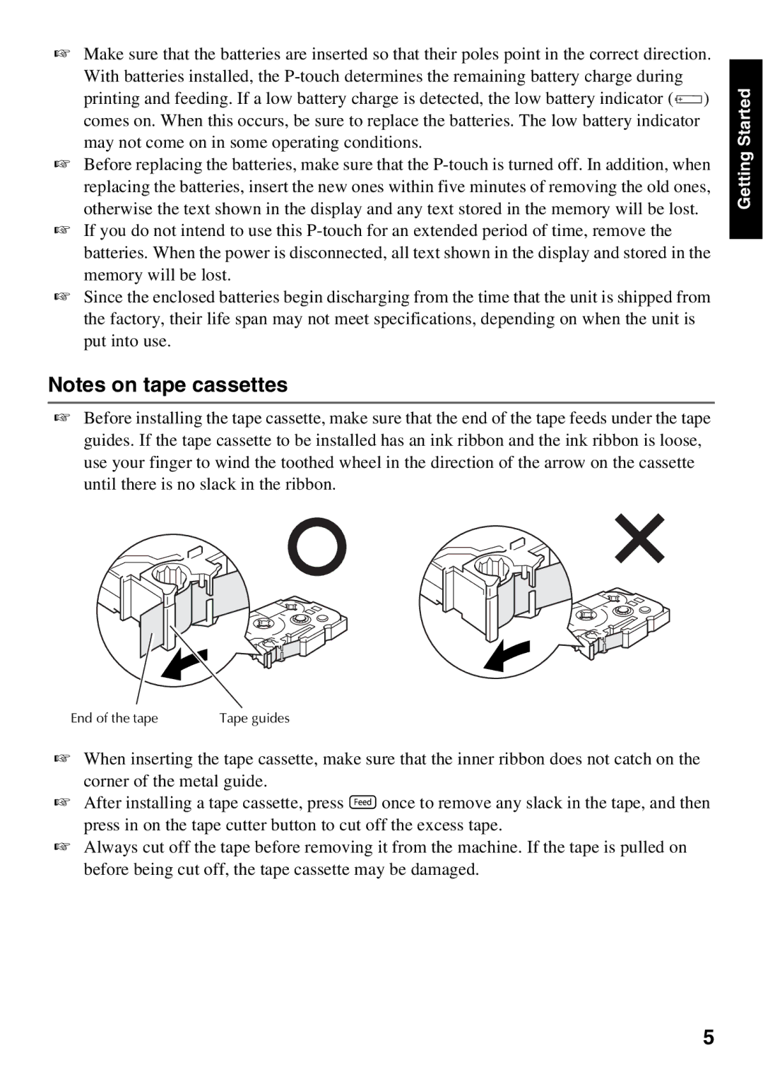 Brother PT Series manual End of the tape 