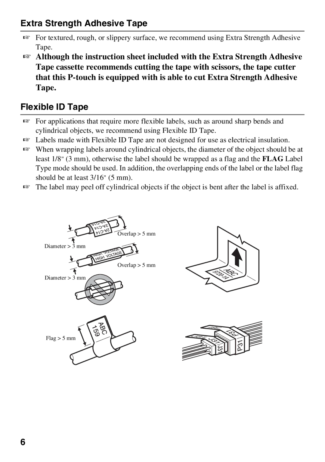 Brother PT Series manual Extra Strength Adhesive Tape, Flexible ID Tape 