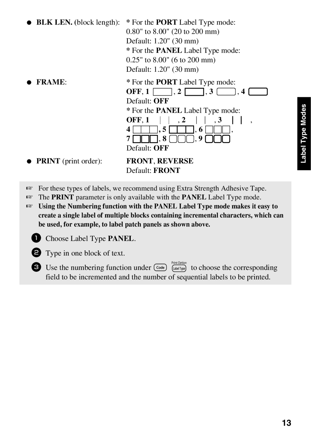 Brother PT Series manual Front , Reverse 