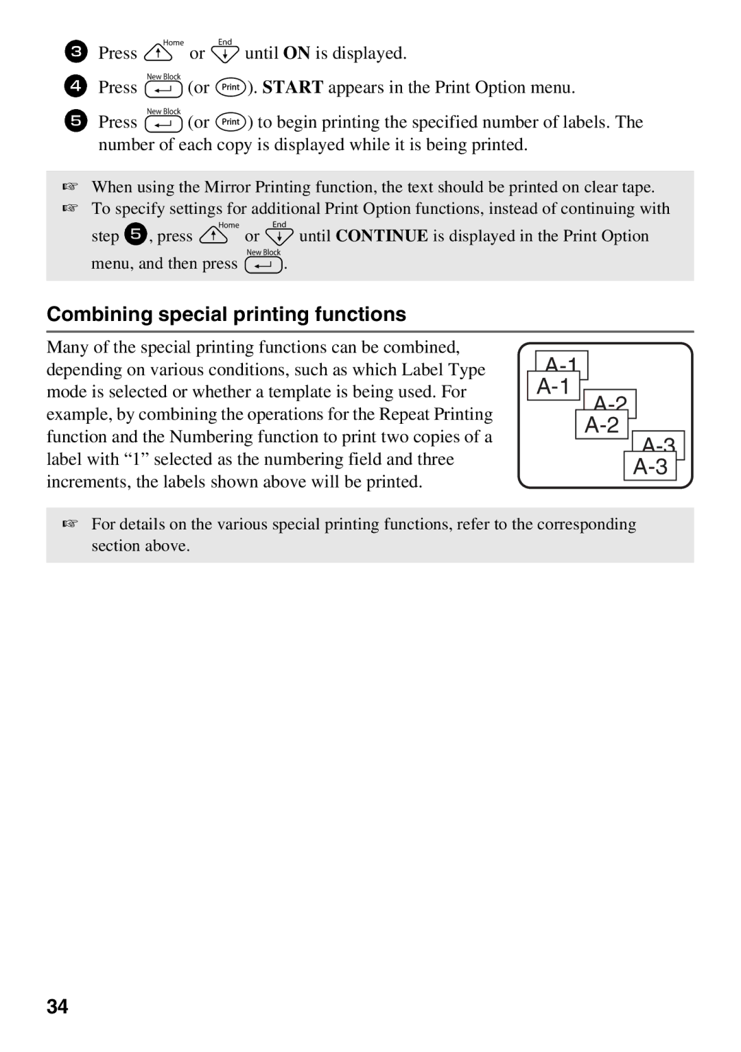 Brother PT Series manual 3 A-3, Combining special printing functions 