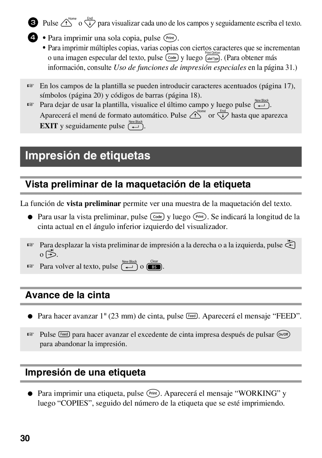 Brother PT Series manual Impresión de etiquetas, Vista preliminar de la maquetación de la etiqueta, Avance de la cinta 