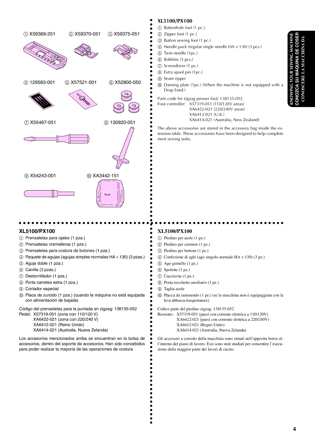 Brother PX-200 instruction manual XL5100/PX100 