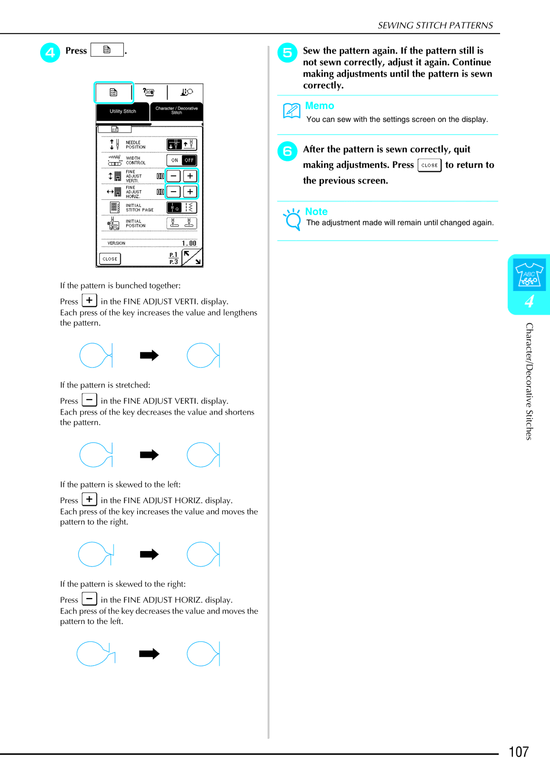 Brother QC 1000 operation manual 107, DPress 