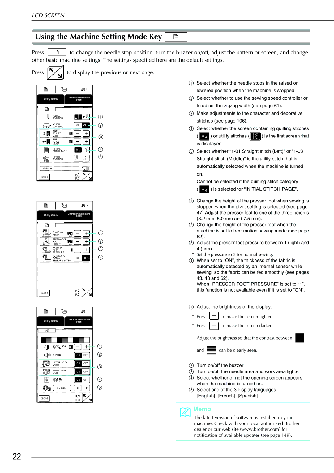 Brother QC 1000 operation manual Using the Machine Setting Mode Key, Press 