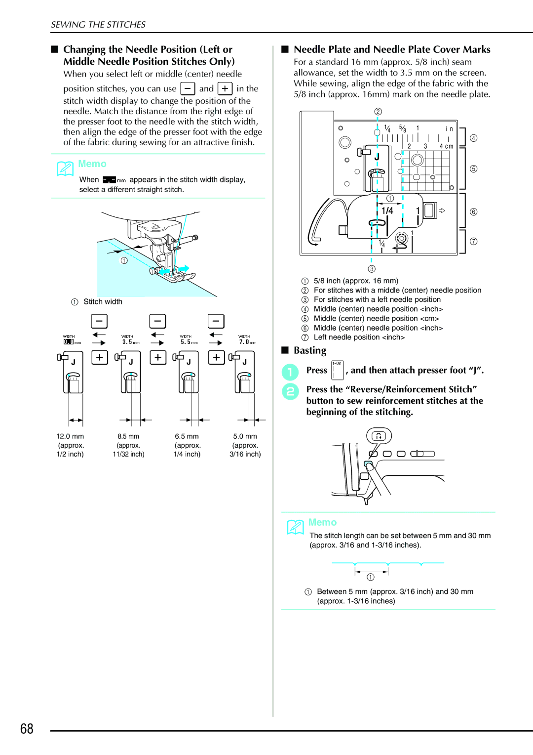 Brother QC 1000 operation manual Needle Plate and Needle Plate Cover Marks, Basting 