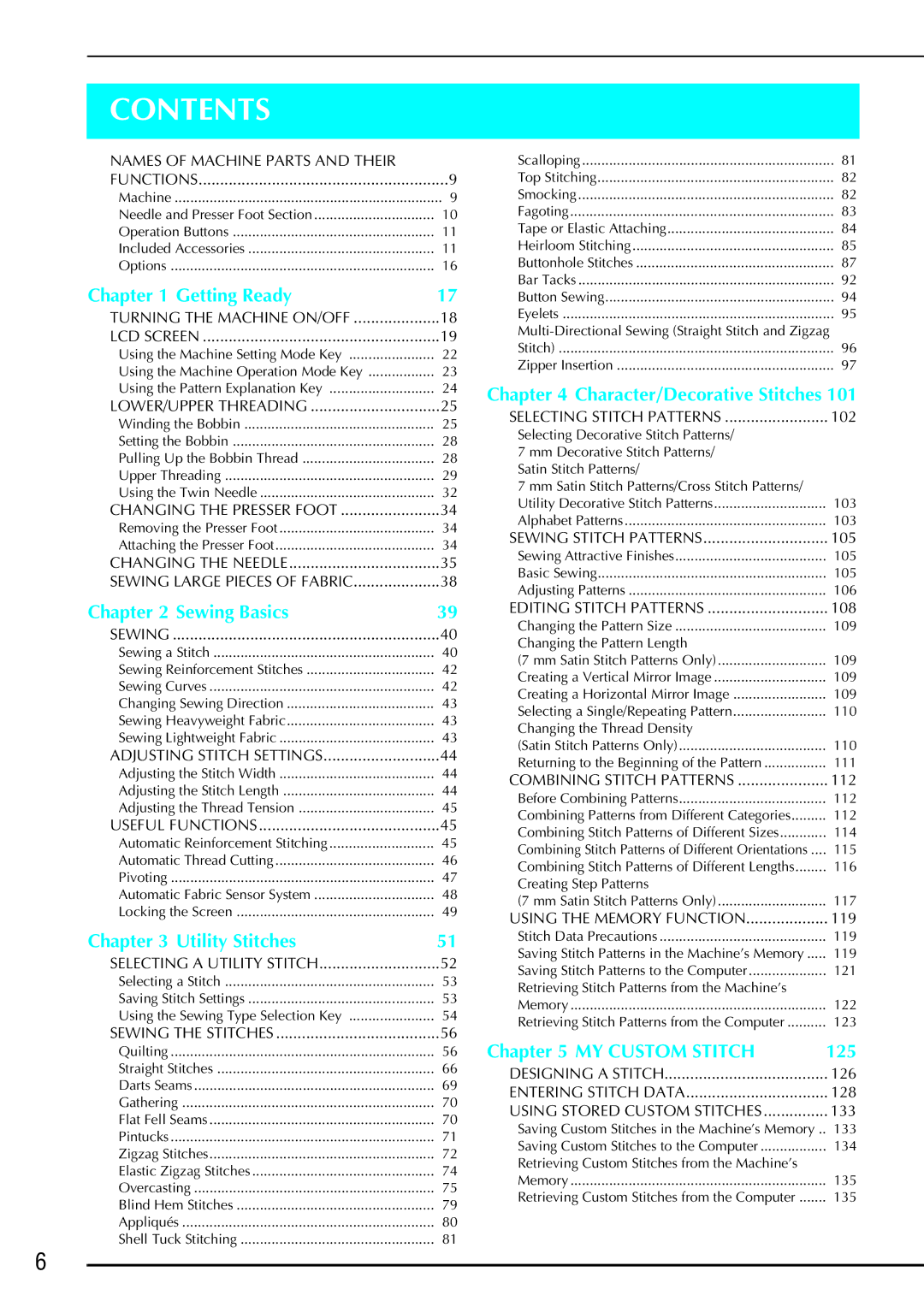 Brother QC 1000 operation manual Contents 