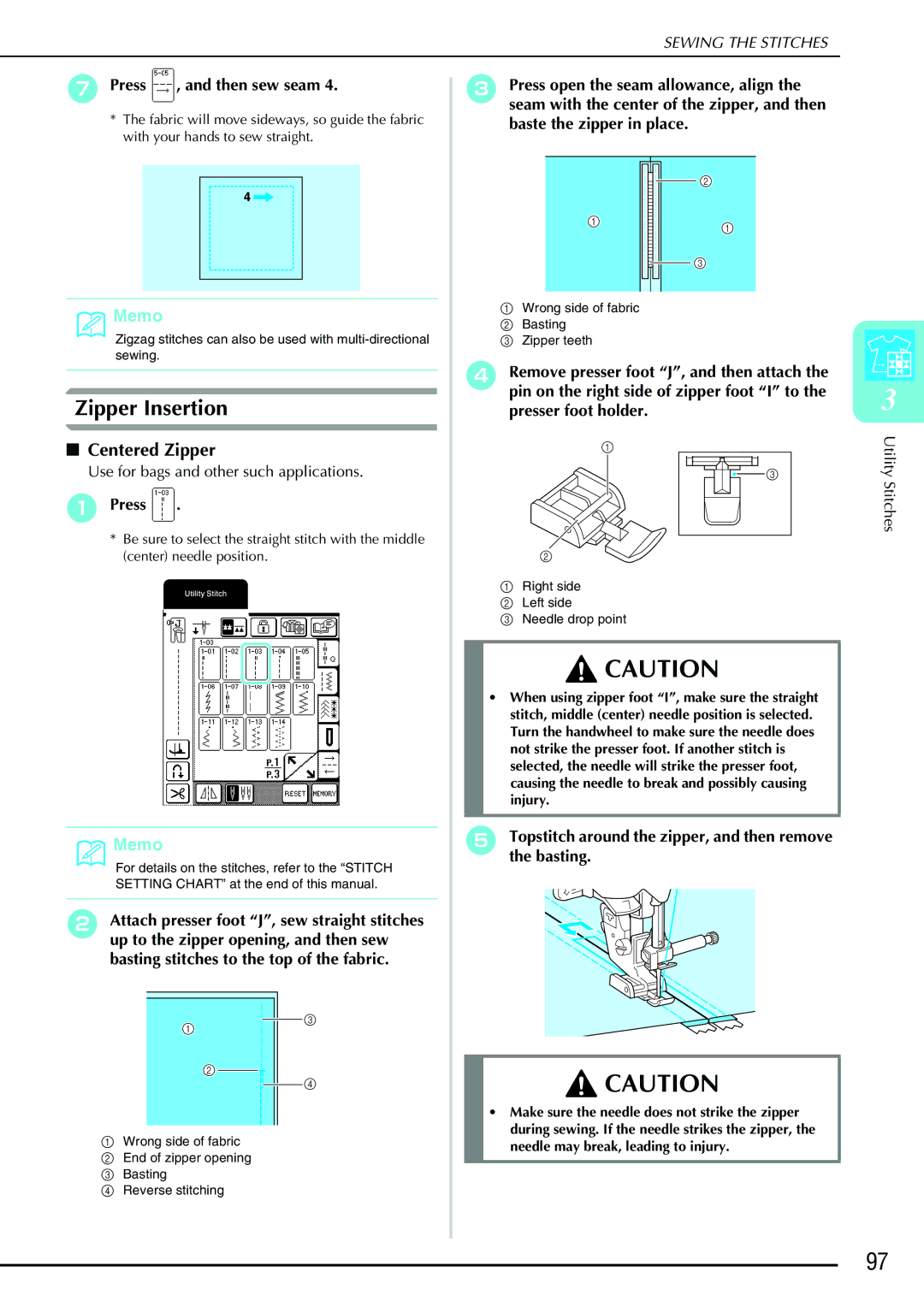 Brother QC 1000 Zipper Insertion, Centered Zipper, Topstitch around the zipper, and then remove the basting 