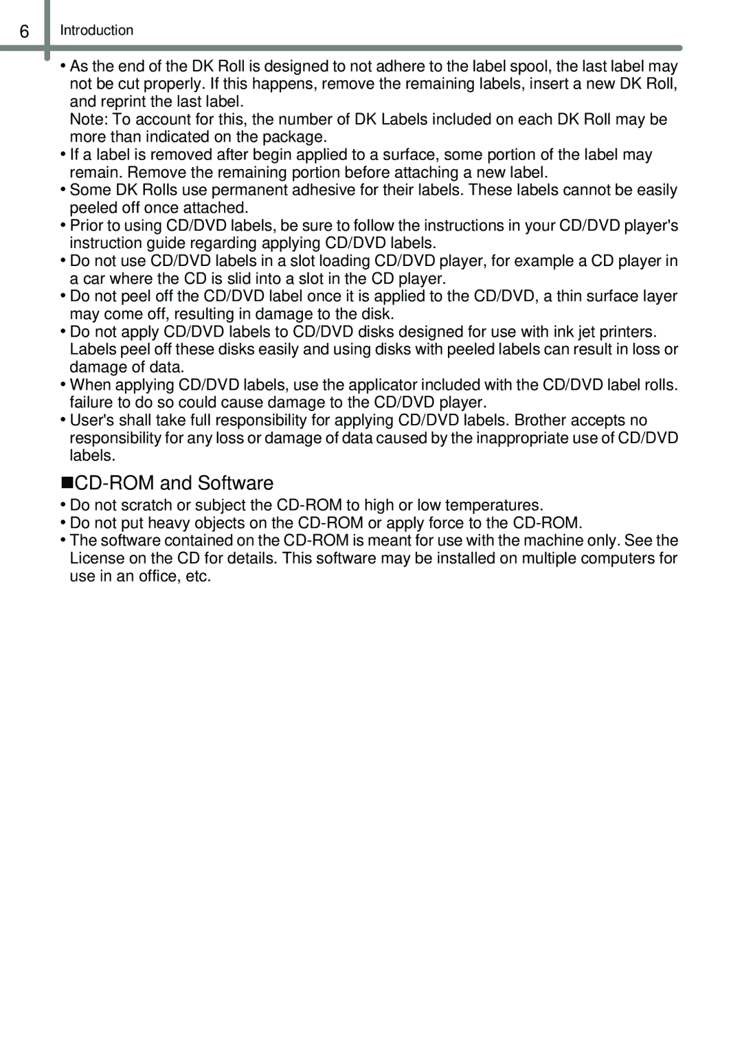 Brother QL-1050N manual „CD-ROM and Software 