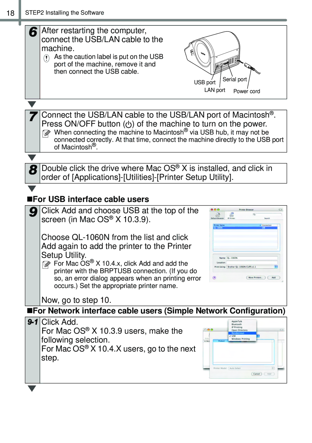 Brother QL-1050N manual „For USB interface cable users, Now, go to step 