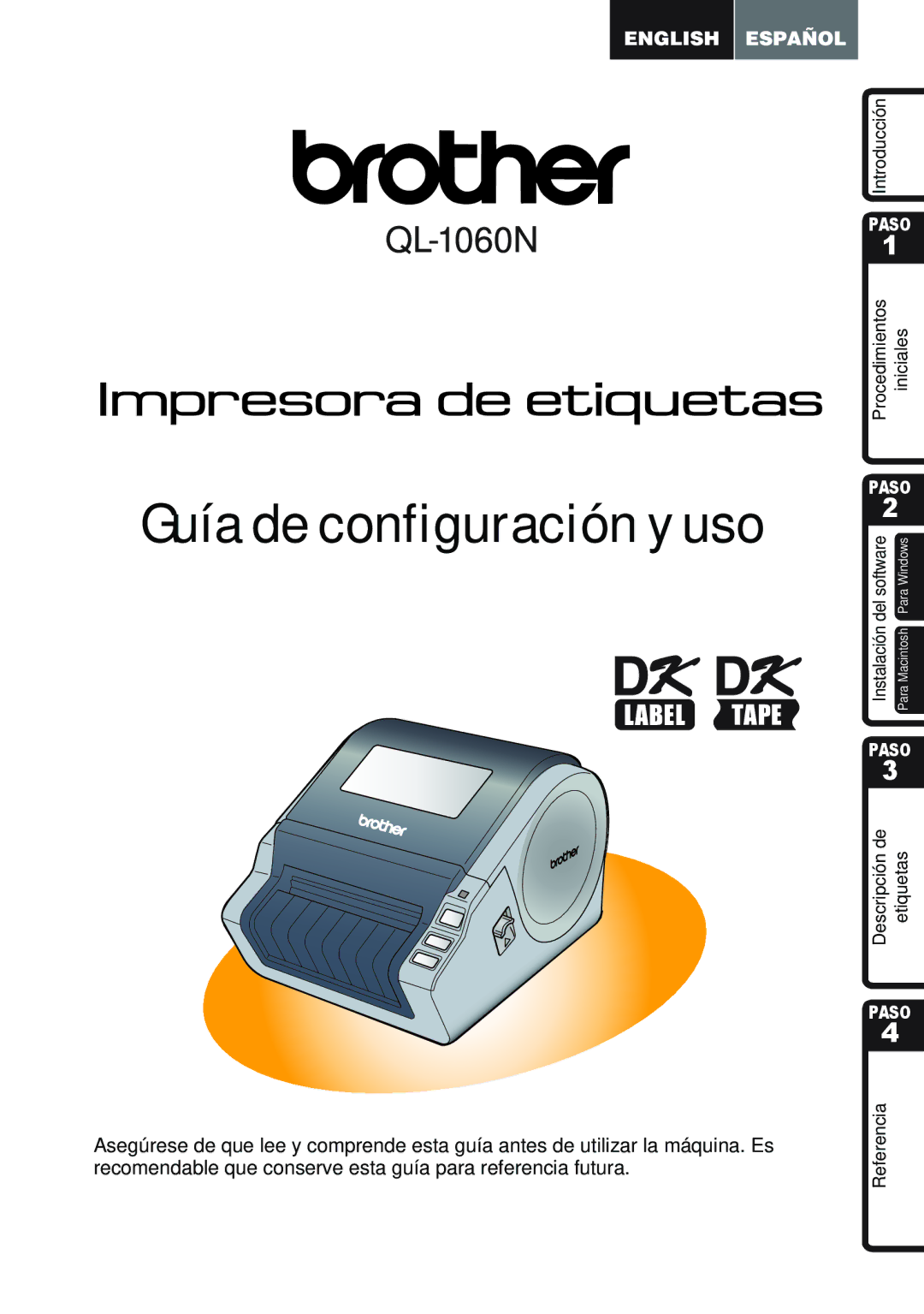 Brother QL-1050N manual Guía de configuración y uso 