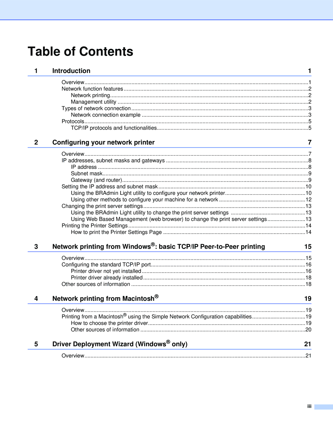 Brother QL-1060N manual Table of Contents 