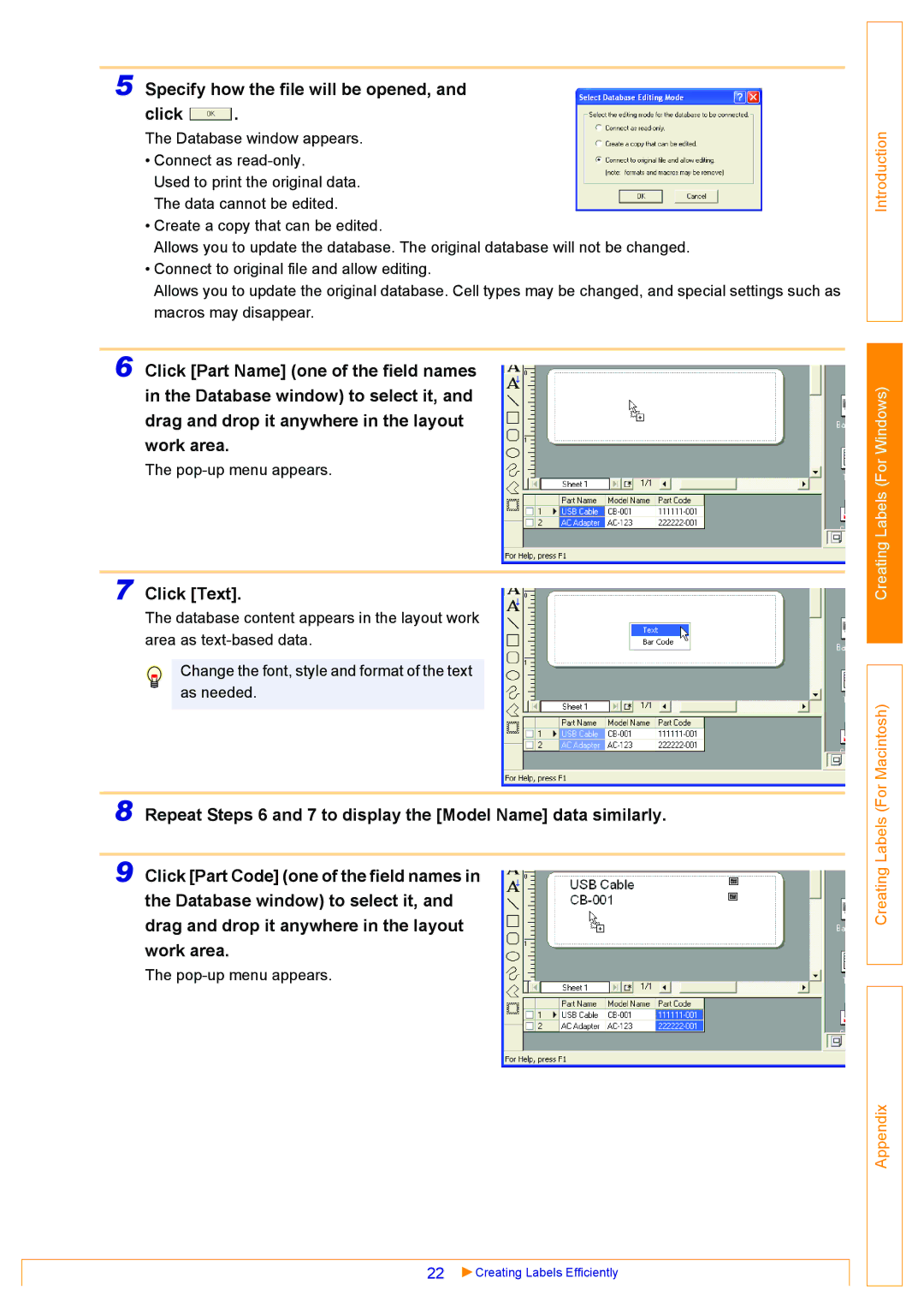 Brother QL-550, QL-500, QL-650TD appendix Specify how the file will be opened, Click 