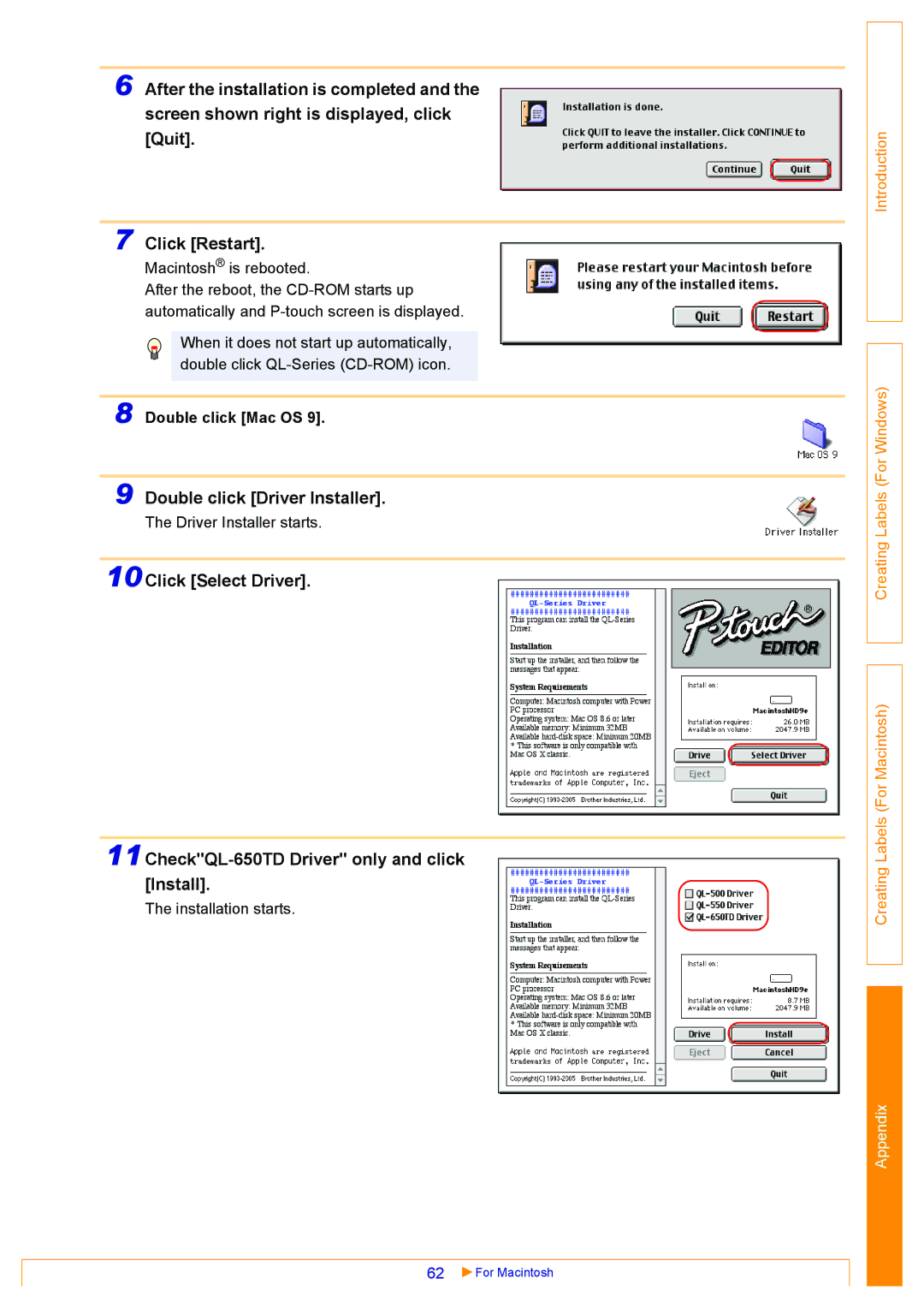 Brother QL-650TD, QL-500, QL-550 appendix Double click Driver Installer 