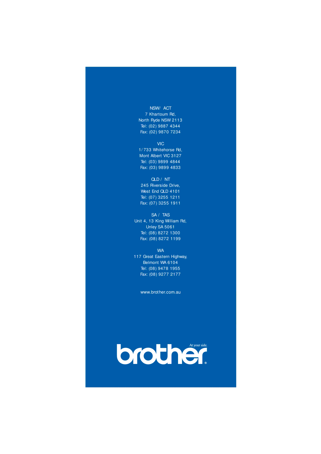 Brother QL-500 manual Nsw/ Act 