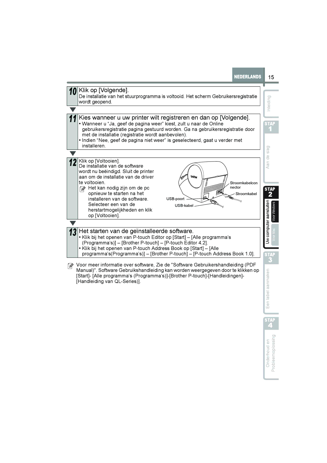 Brother QL-560 manual Het starten van de geïnstalleerde software 