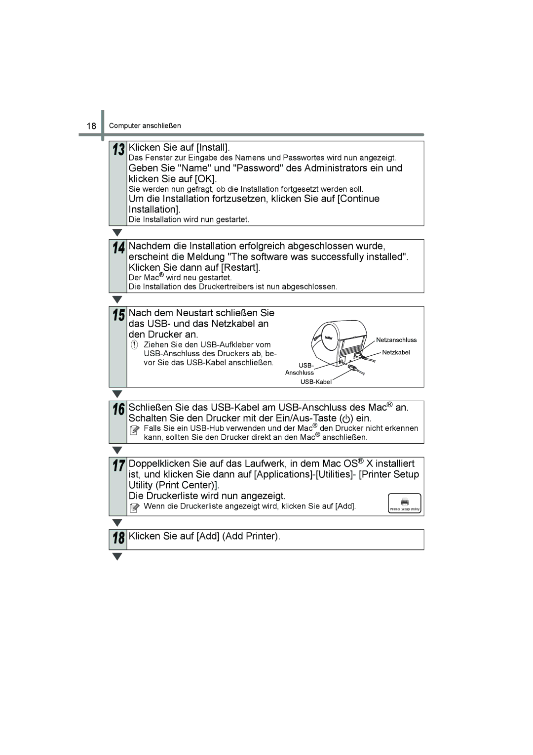 Brother QL-560 manual Klicken Sie auf Add Add Printer, Wenn die Druckerliste angezeigt wird, klicken Sie auf Add 