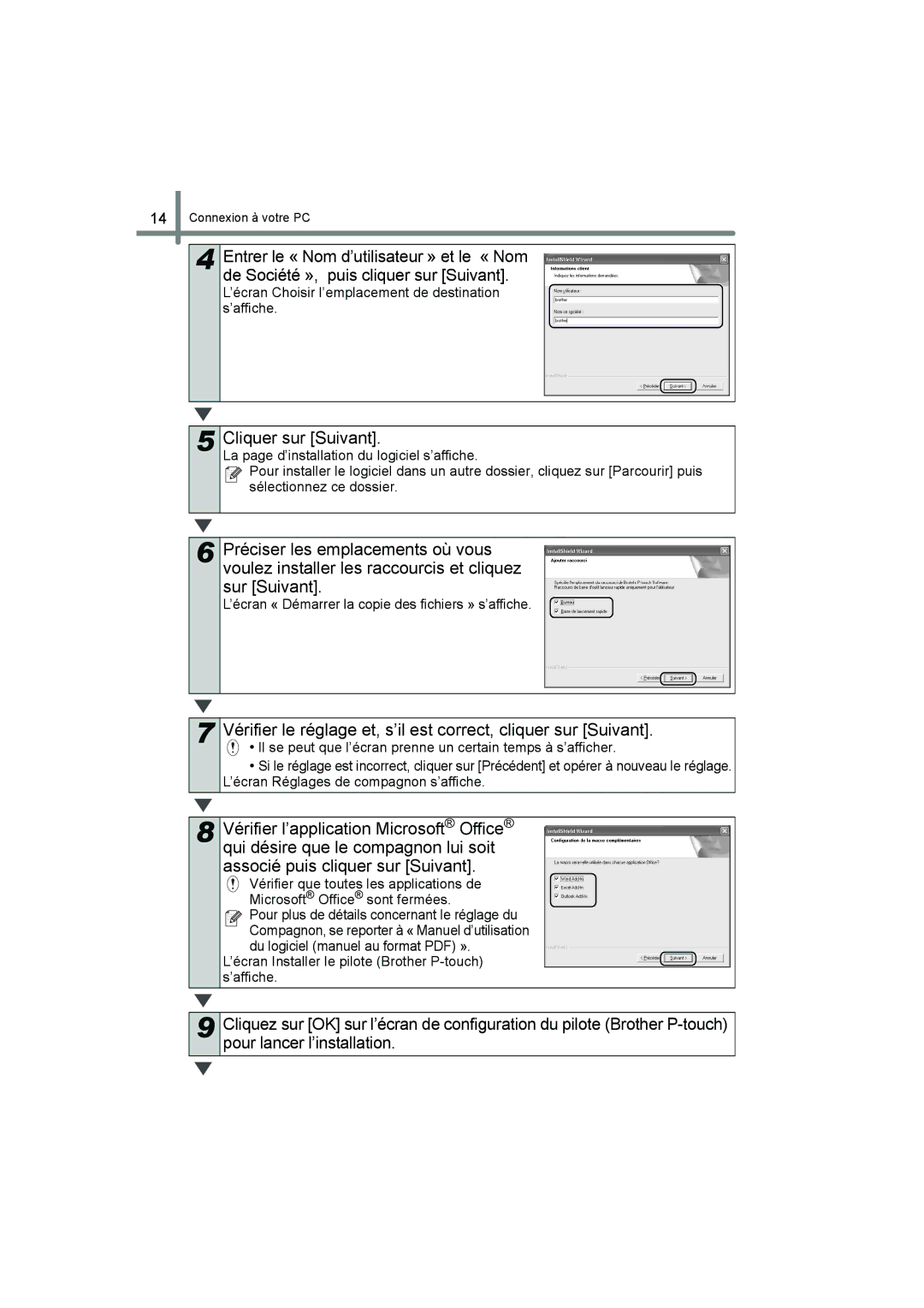 Brother QL-560 manual Cliquer sur Suivant, ’écran Choisir l’emplacement de destination s’affiche 