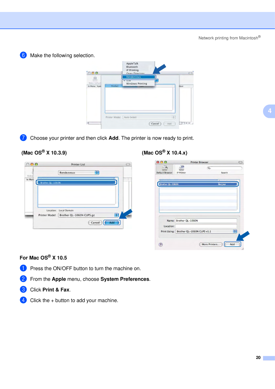 Brother QL-580N manual For Mac OS X 