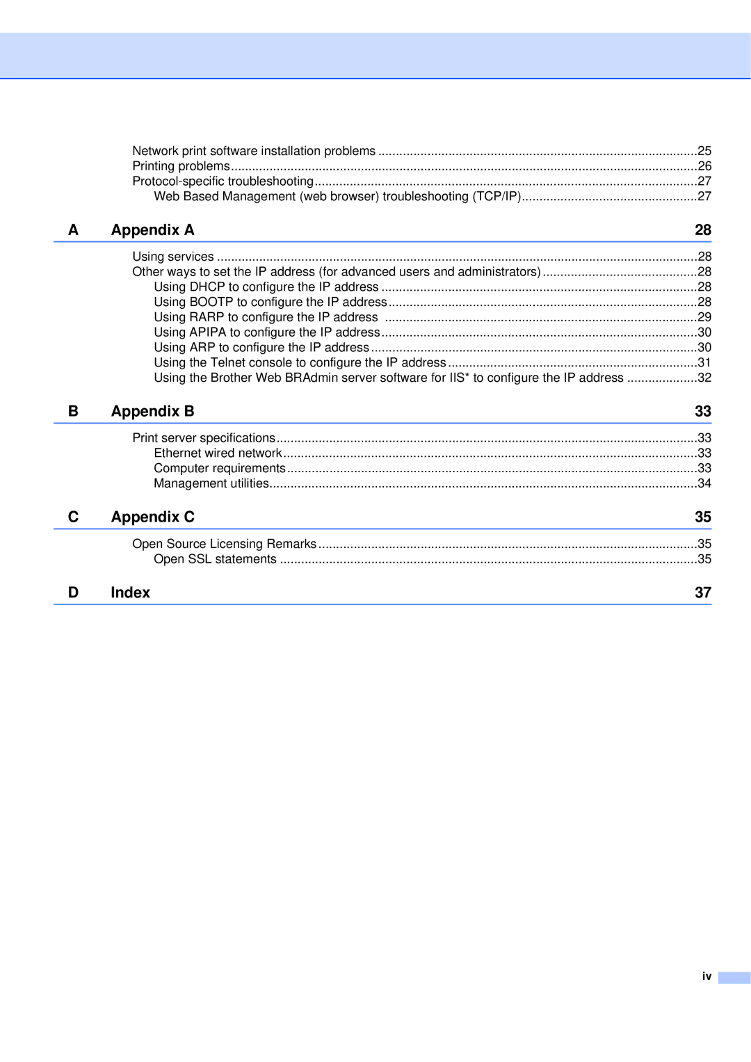 Brother QL-580N manual Appendix a, Appendix B, Appendix C, Index 