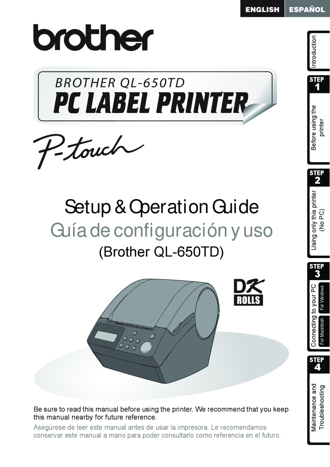 Brother QL-650TD manual Guía de configuración y uso 