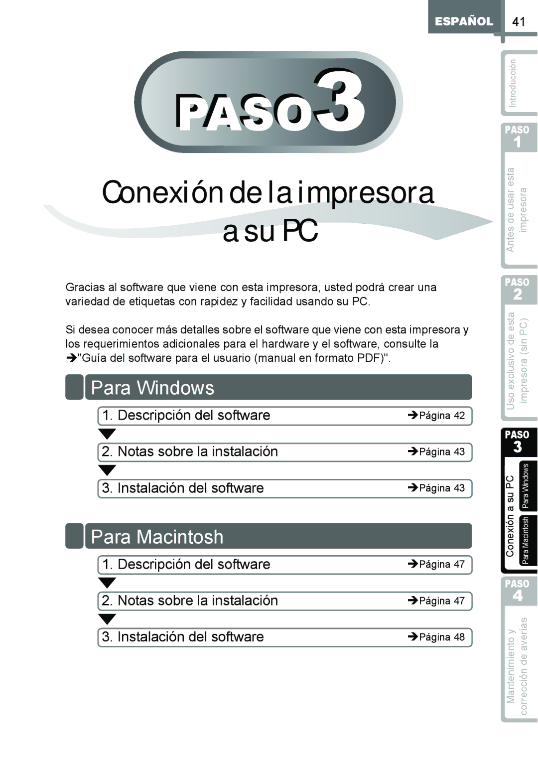 Brother QL-650TD manual Descripción del software, Notas sobre la instalación, Instalación del software 