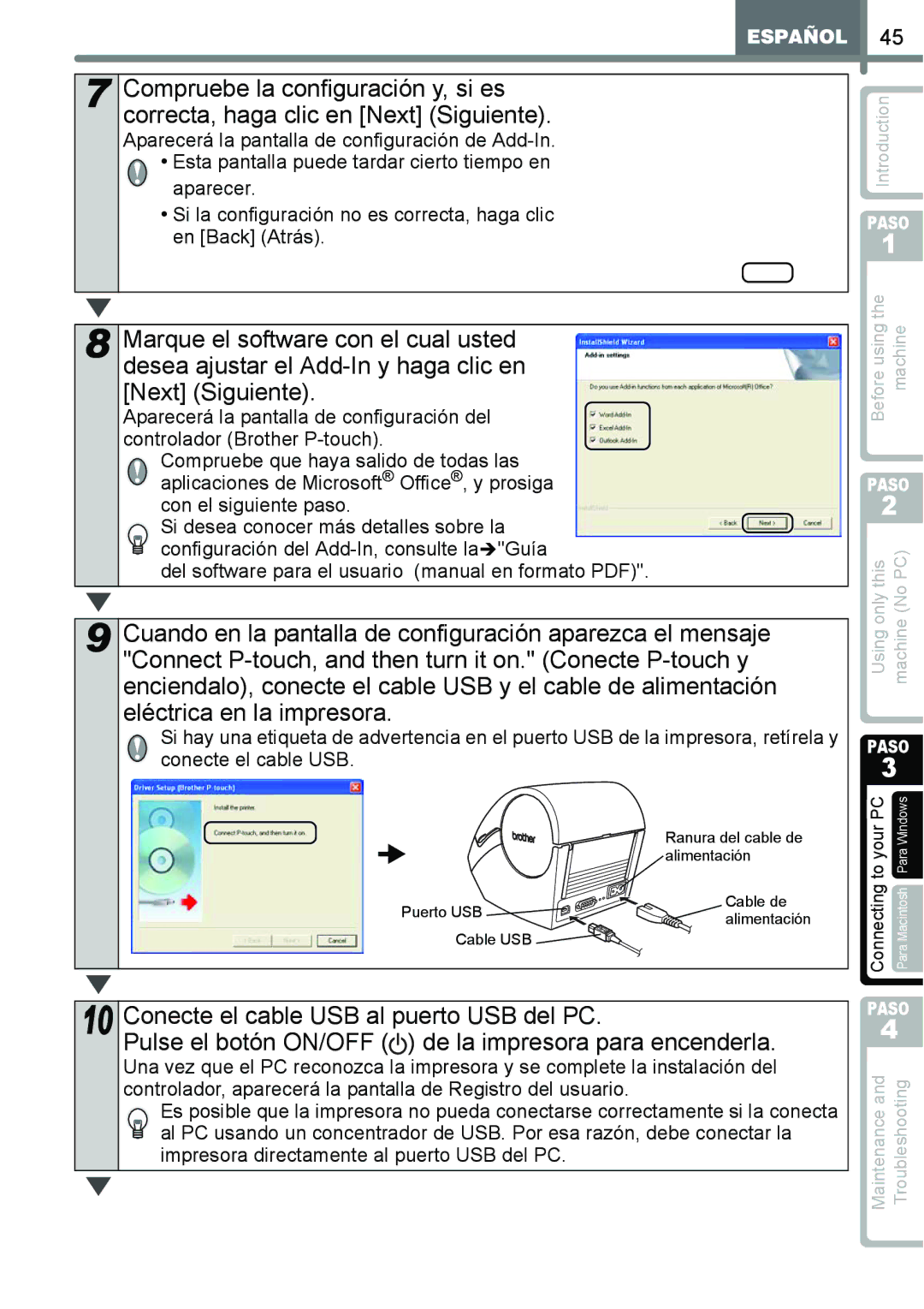 Brother QL-650TD manual Impresora directamente al puerto USB del PC 