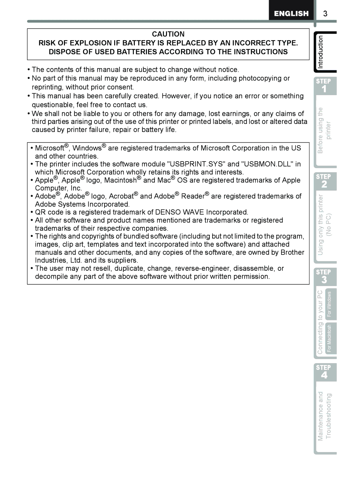 Brother QL-650TD manual Before using the printer 