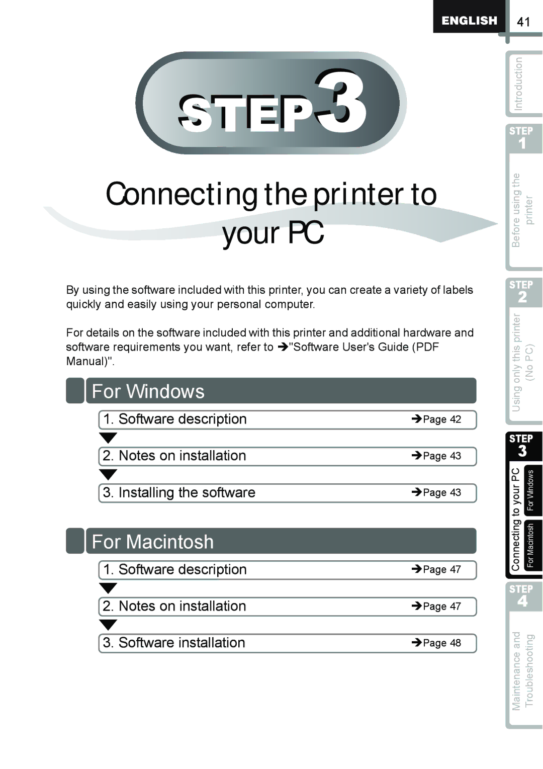 Brother QL-650TD manual Software description Installing the software, Software description Software installation 