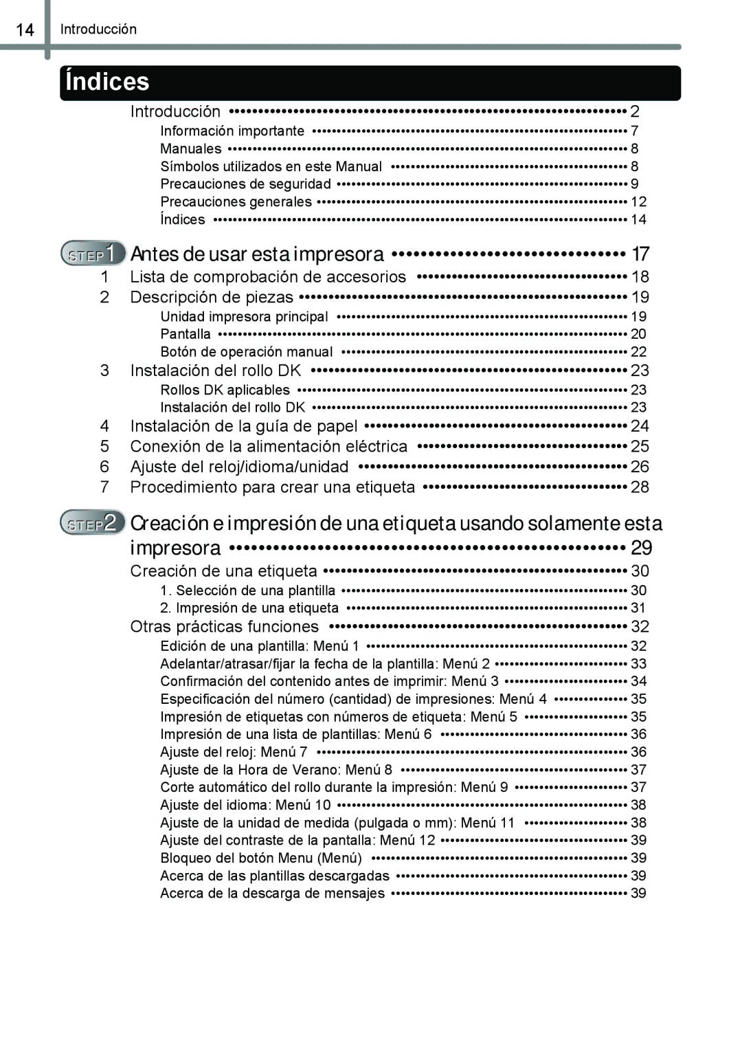 Brother QL-650TD manual Índices 