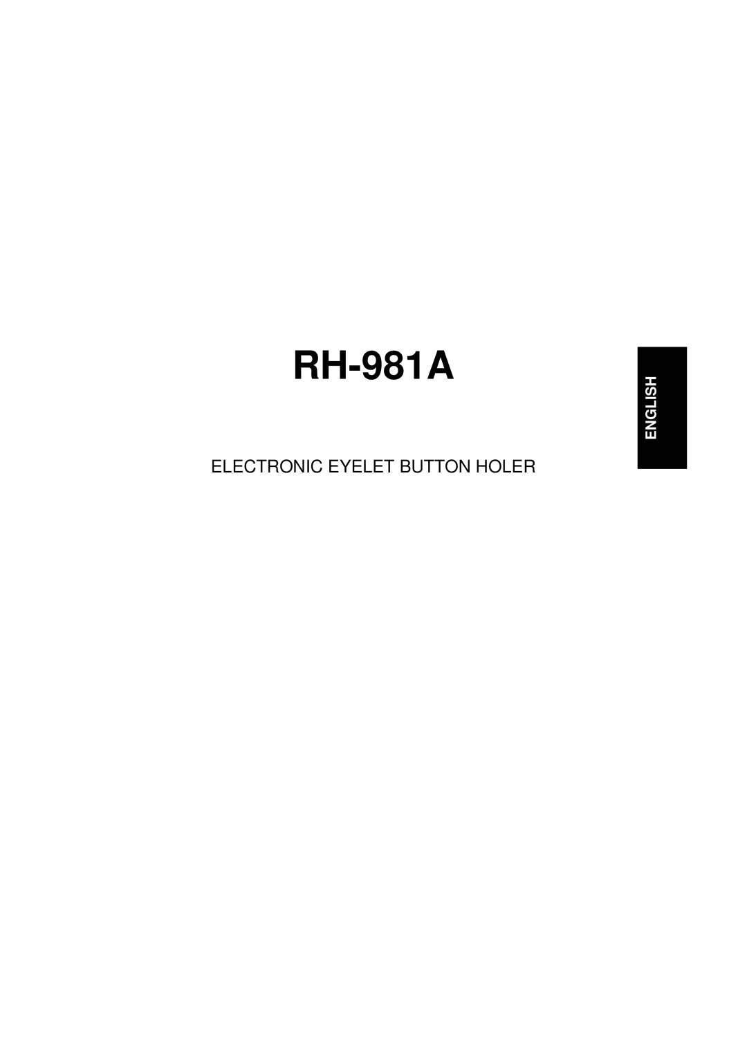 Brother rh-918a manual RH-981A 